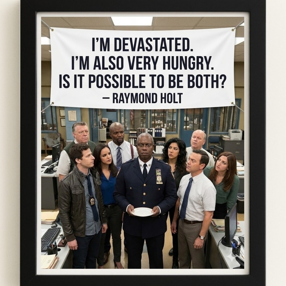 Brooklyn Nine- Nine A.I. Art Print with Quote In A Frame